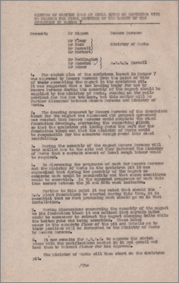JBA/BRP Cyc/2: Minutes of meeting at Abell House to discuss the final sketches of the layout of the cyclotron in Hangar 7 (11 September 1946)