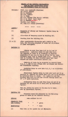 Minutes of the Building Sub-Committee held in Cockcroft's Office (11 November 1946)