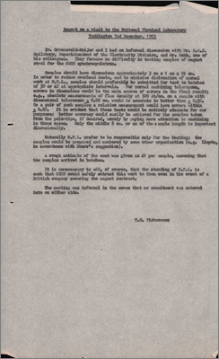 Report on a visit to NPL (2 December 1953)