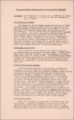 Notes on the Bubble Chamber meeting (20 September 1957)