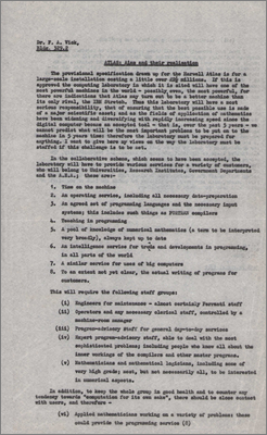 Paper from Jack Howlett to FA Vick, Harwell concerning the aims of Atlas aims and organisation of staff (14 February 1961)