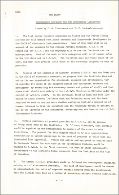 Electronics research for the Rutherford Laboratory (1960, TG Pickavance and EH Cooke-Yarborough). A proposal for a joint AERE/NIRNS computer; this was later over-taken by the Ferranti Atlas