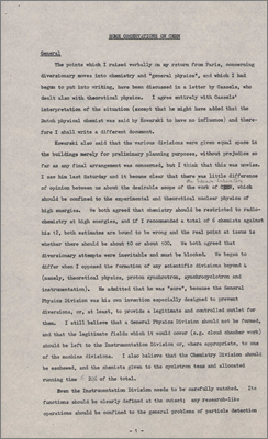 Some observations on CERN (June 1961) (Document is undated but Pickavance visited Saclay, Paris on 29-31 May 1961 so we are assuming that this is the visit to which he refers. See Bulletin, 22 May 1961)