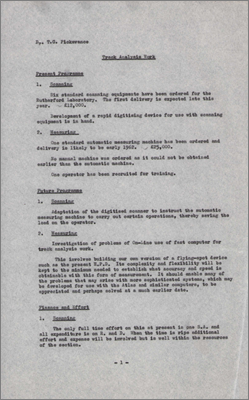 Track analysis work (Note by M Snowden, 13 July 1961)