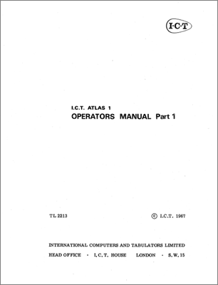 ICT Atlas 1 Operators Manual Part 1 (DE Cronin, 1967)