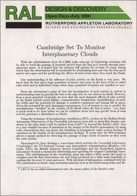 Cambridge set to monitor interplanetary clouds