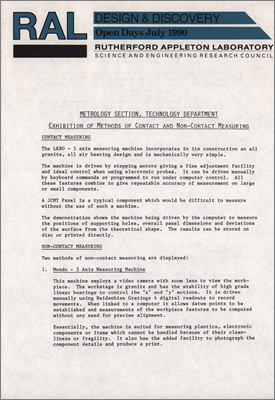 Metrology Section, Technology Department