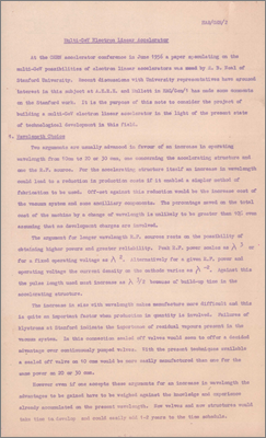 HAR/GEN/02 Multi-GeV Electron Linear Accelerator (25 May 1957)