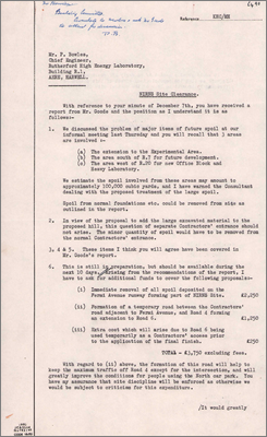 Correspondence between Haynes, SWO and Bowles concerning gas and water mains and excavation of rock, also site clearance (both 25 January 1961)