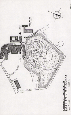 Letter from KH Choate, SWO to JAV Willis regarding costs for treatment of large spoil heap (includes contour maps before and after shaping as suggested by Jellicoe, 2 March 1962)