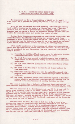 Package Contract for Plant Stores Building R24 Job no. 6645 (Report by GW Dixon, 24 May 1962)