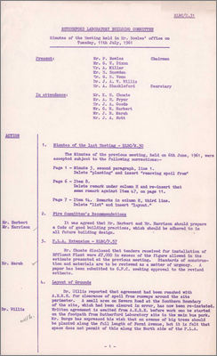 RLBC/M31 Fire Committee recommendations, PLA extension, layout of grounds, urgent action on spoil heap as Jellicoe has been kept waiting (11 July 1961)