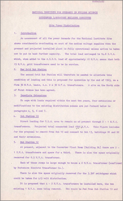RLBC/P65 Site Power Distribution (Further capacity required to prevent overloading, lists of kVA loading, September 1961)