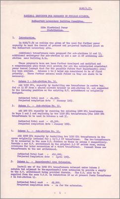 RLBC/P77 Site electrical power distribution (February 1962)
