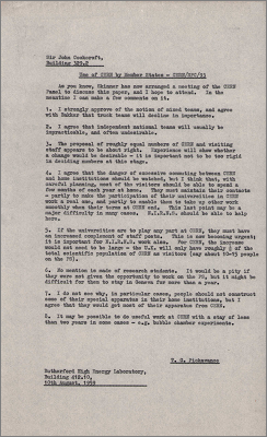 Letter to John Cockcroft concerning use and staffing at CERN by member states (10 August 1959)