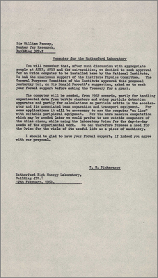 Memo to William Penney concerning the Orion computer to be installed at RL (12 February 1960)
