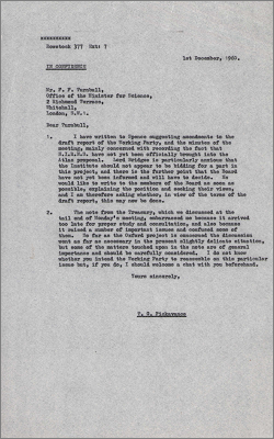 Letter to FF Turnbull advising of amendments to draft report of the Working Party and the Atlas proposal (1 December 1960)