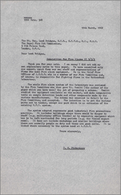 Letter to Lord Bridges concerning the requisition of fire alarms for Rutherford Laboratory (19 March 1962)