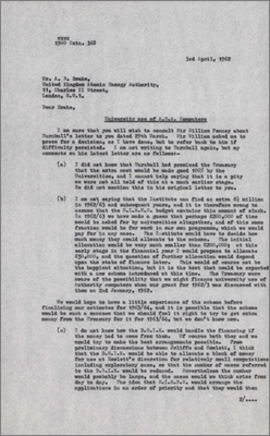 Letter to AE Drake, UKAEA concerning university use of AEA computers and costs incurred (3 April 1962)
