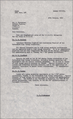 Letter to Egon Bretscher with biographical notes of NIRNS delegates (Mullett, Stafford, Murphy) for the visit to USSR (30 January 1963)