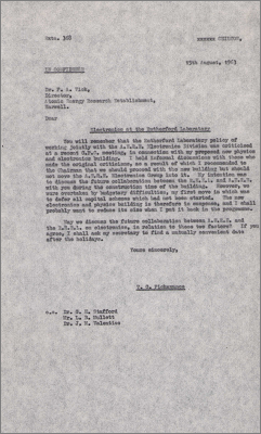 Letter to FA Vick, AERE Harwell concerning accommodation for AERE Electronics Division (15 August 1963)