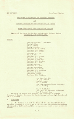 Minutes of the second Joint Consultative Panel for Nuclear Research meeting held at University College (24 October 1961)