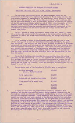 NI(GP)(57)6 Ancillary building for the 7 GeV Proton Synchrotron (Proposal for Arcon-type building from Taylor Woodrow for preliminary assembly of accelerator components that can then be re-utilised as mechanical and electrical workshop, 7 November 1957)