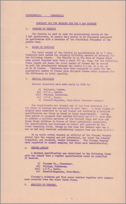 NI(GP)(57)9 Contract for the ferrite for the 7 GeV machine (10 December 1957)