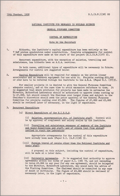 NI(GP)(58)20 Control of expenditure (16 October 1958)