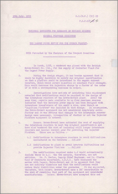 NI(GP)(59)23 also PSPC/P51 Alteration to the Magnet Power Supply contract for Nimrod (Highly desirable change to the magnet current waveform requires upgrade to interphase reactor designed by Brown Boveri, 17 July 1959)