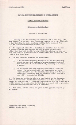 NI/GP/62/4 Extension to Building R12 (15 December 1961)
