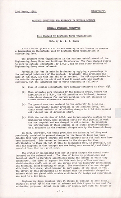 NI/GP/62/15 Fees charged by Southern Works Organisation (23 March 1962)