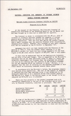 NI/GP/62/29 Revised five-year financial forecast 1963/64 to 1967/68 (3 September 1962)