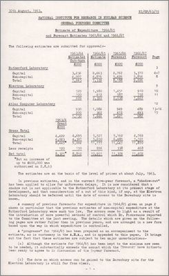 NI/GP/63/19 Estimate of Expenditure 1964/65 and Forecast Estimates 1965/66 and 1966/67 (30 August 1963)