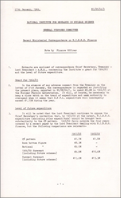 NI/GP/64/9 Recent Ministerial correspondence on NIRNS finance (includes correspondence with Hudspith, AEA (27 January 1964)