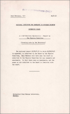 NI/61/2 and NI/PC/61/2: A 4 GeV Electron Synchrotron -- A proposal from the Physics Committee (9 and 22 February 1961)