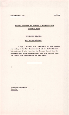 NI/61/4: University reactors (22 February 1961)