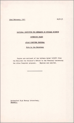 NI/61/5: ATLAS Computer Proposal (22 February 1961)