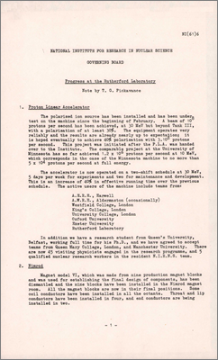 NI/61/6: Progress at the Rutherford Laboratory (1961, otherwise undated)