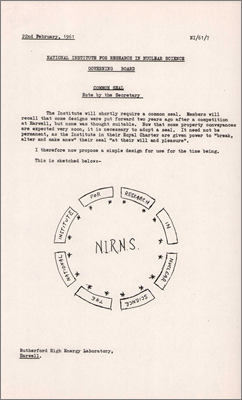 NI/61/7: Common Seal as sketched by the Secretary WW Woodall (22 February 1961)