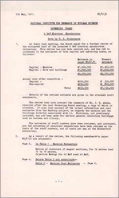 NI/61/9: 4 GeV Electron Synchrotron (9 May 1961)