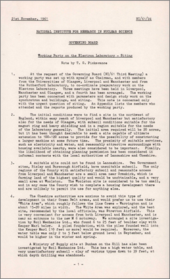 NI/61/24: Working party on the Electron Laboratory -- Siting (21 November 1961)