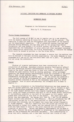 NI/62/1: Progress at the Rutherford Laboratory (27 February 1962)