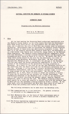 NI/62/9: Progress with the Electron Laboratory (10 October 1962)