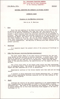 NI/63/3: Progress at the Electron Laboratory (19 March 1963)