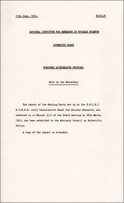 NI/63/9: European Accelerator Proposal: The future High Energy Physics Programme of Europe -- Report of a Working Party appointed by the DSIR/NIRNS Joint Consultative Panel for Nuclear Research at its meeting of 6th March 1963 ("The Flowers Report", 10 June 1963)