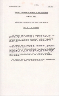 NI/63/21: A High Flux Reactor for Solid State Research (21 October 1963)