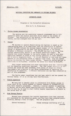 NI/63/24: Progress at the Rutherford Laboratory (December 1963)