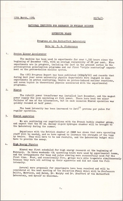 NI/64/2: Progress at the Rutherford Laboratory (10 March 1964)