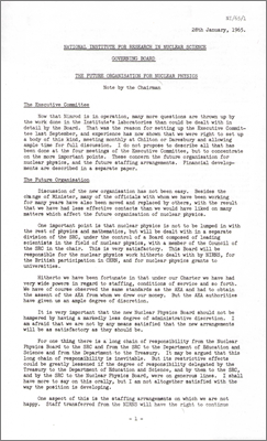 NI/65/1: The future organisation for nuclear physics (28 January 1965)